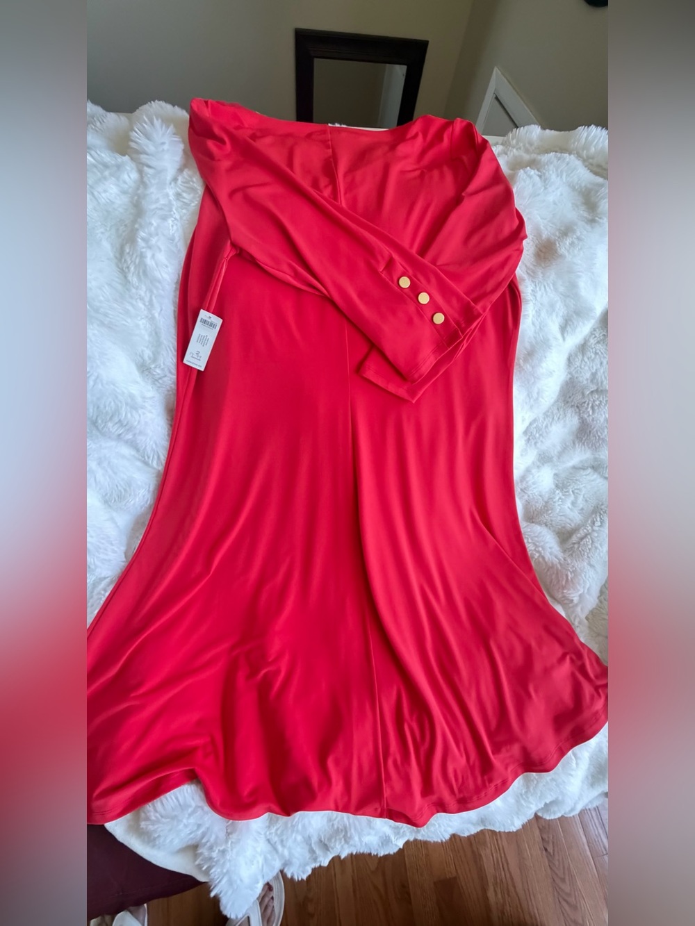 NWT Chico's Bright Red V-Neck Midi Dress Size 2 Which Is Large/12 - Picture 2 of 13